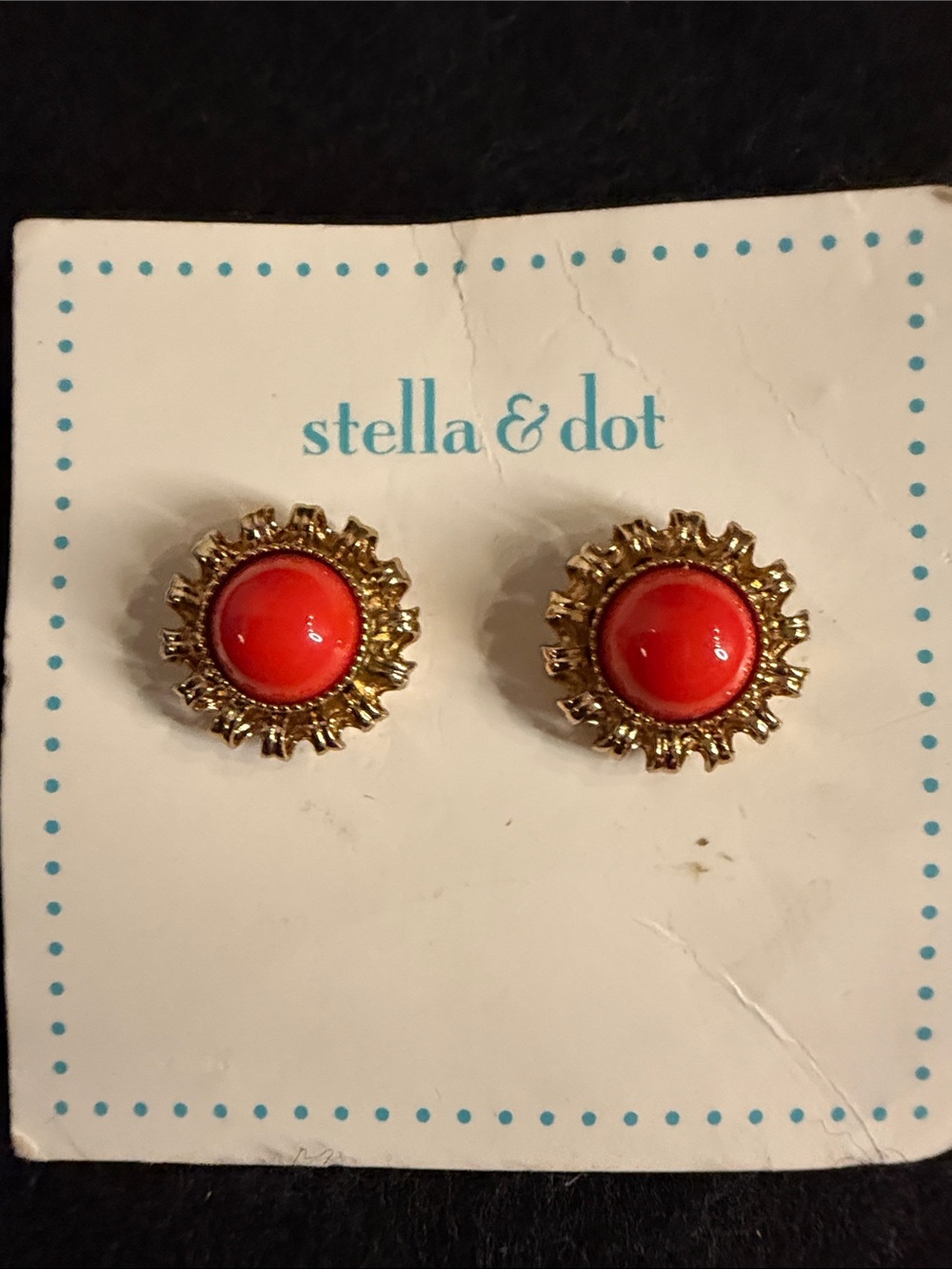Stella & Dot Earrings - Retired Coral/Gold Gigi Studs